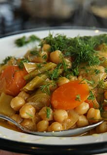 Puerro con garbanzos