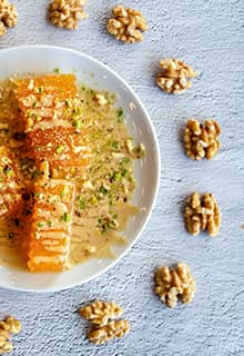 Тыквенный десерт с тахини и грецким орехом, Хатай